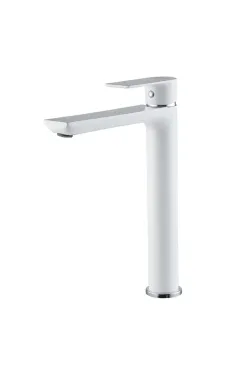 Высокий смеситель для умывальника HAIBA ALEX 001 HIGH NUT WHITE-CHROME (Цвет белый хром)