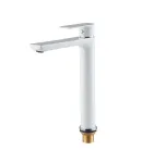Высокий смеситель для умывальника HAIBA ALEX 001 HIGH NUT WHITE-CHROME (Цвет белый хром) — фото 6