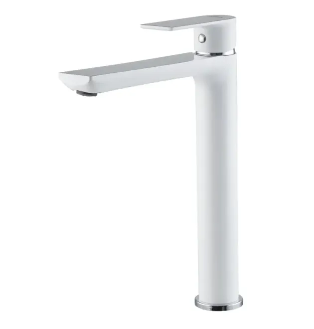 Высокий смеситель для умывальника HAIBA ALEX 001 HIGH NUT WHITE-CHROME (Цвет белый хром)