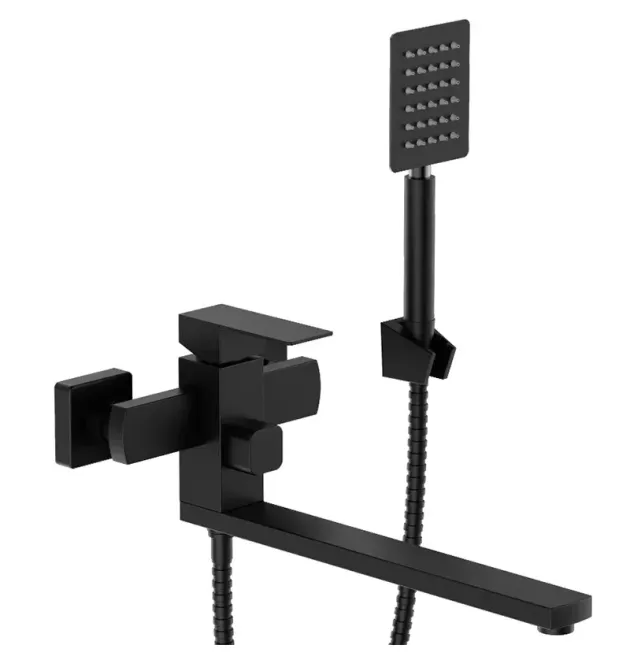 Змішувач для ванни MIXXUS KUB EURO BLACK, одноважільний, настінний, нержавіюча сталь SUS304, чорний матовий
