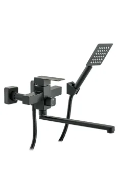 Змішувач для ванни MIXXUS KUB EURO BLACK, одноважільний, настінний, нержавіюча сталь SUS304, чорний матовий
