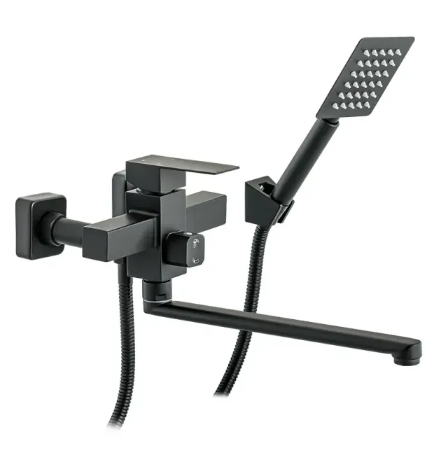 Змішувач для ванни MIXXUS KUB EURO BLACK, одноважільний, настінний, нержавіюча сталь SUS304, чорний матовий