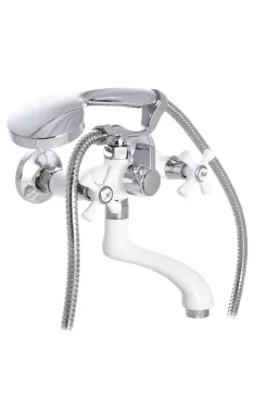 Змішувач для ванни MIXXUS OMEGA 142 WHITE, білий матовий/хром