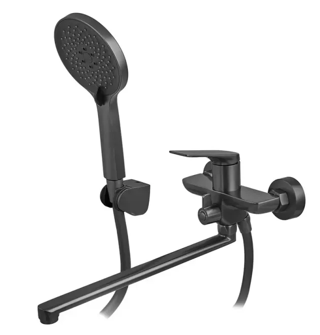 Змішувач для ванни MIXXUS PREMIUM DERBY 006 EURO BLACK, чорний матовий, настінний, одноважільний