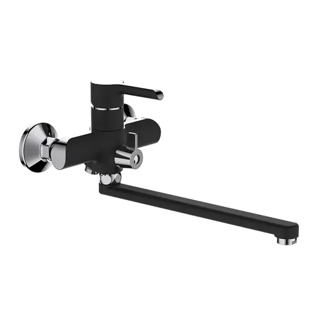 Змішувач для ванни MIXXUS PREMIUM EDEM 006 EURO BLACK, чорний матовий, одноважільний, настінний