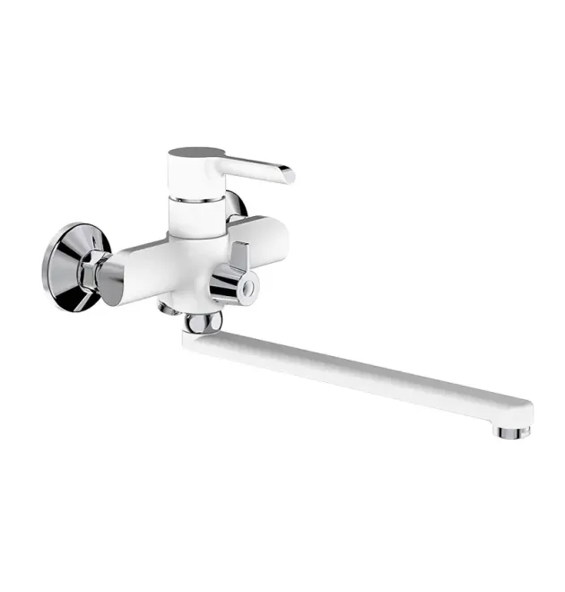 Смеситель для ванны MIXXUS PREMIUM EDEM 006 EURO WHITE, белый матовый/хром, однорычажный, настенный