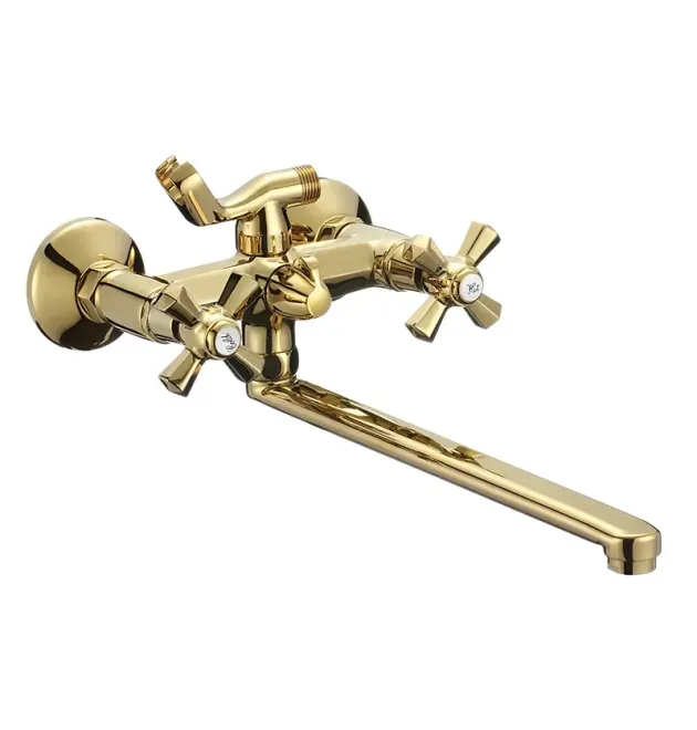Змішувач для ванни MIXXUS PREMIUM RETRO GOLD-140, золотий, настінний, двовентильний