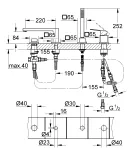 Смеситель для ванны врезной на 4 отверстия Grohe Eurocube, хром (19897001) — фото 2