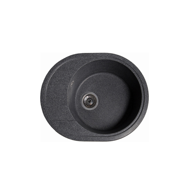 Гранітна кухонна мийка SOLID Комфи (чорний) 580х470
